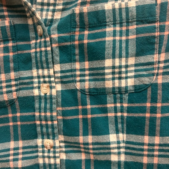 LL bean button down shirt WOMENS XS green plaid 100% cotton flannel warm preppy - Picture 10 of 11